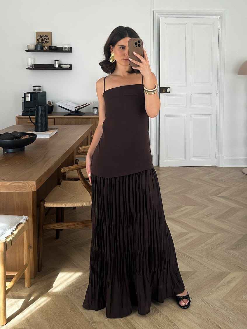 Na-kd Sheer Plisse Skirt Slip Dress
