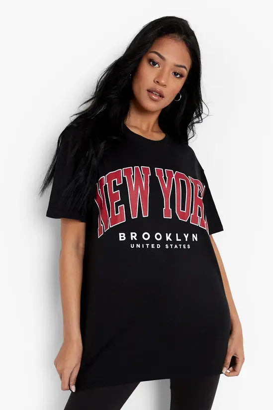 Boohoo Tall New York Print Oversized T-shirt