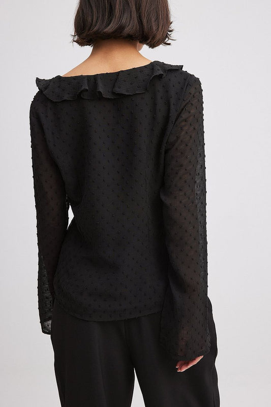 V-neck Frill Blouse