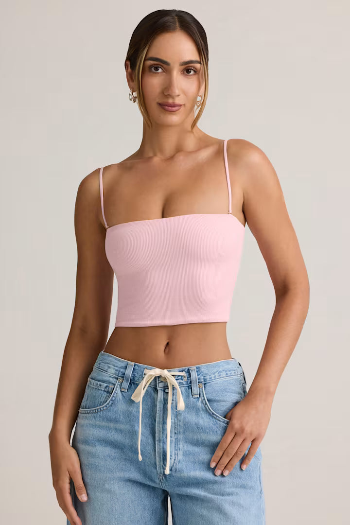 Ohpolly - Modal Strapless Crop Top in Baby Pink