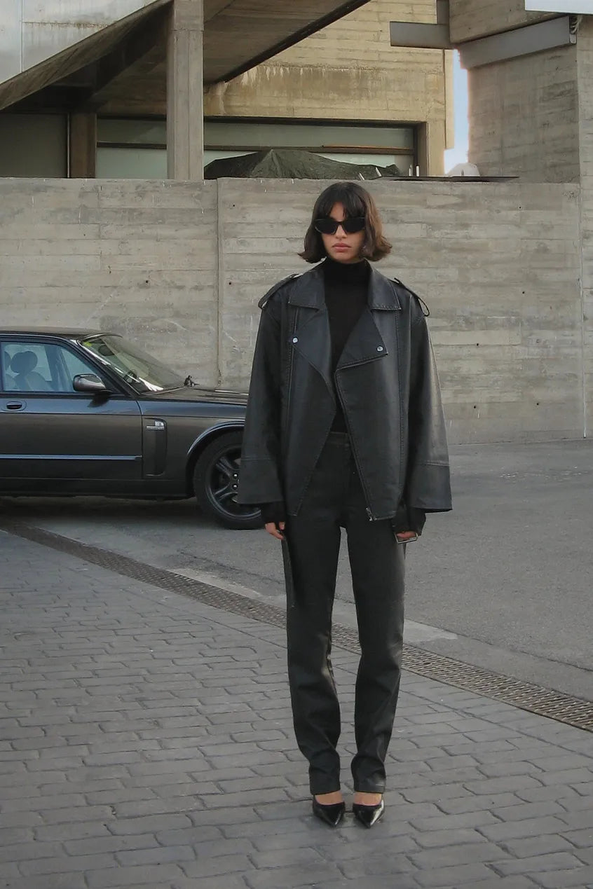 Vintage Look Pu Biker Jacket