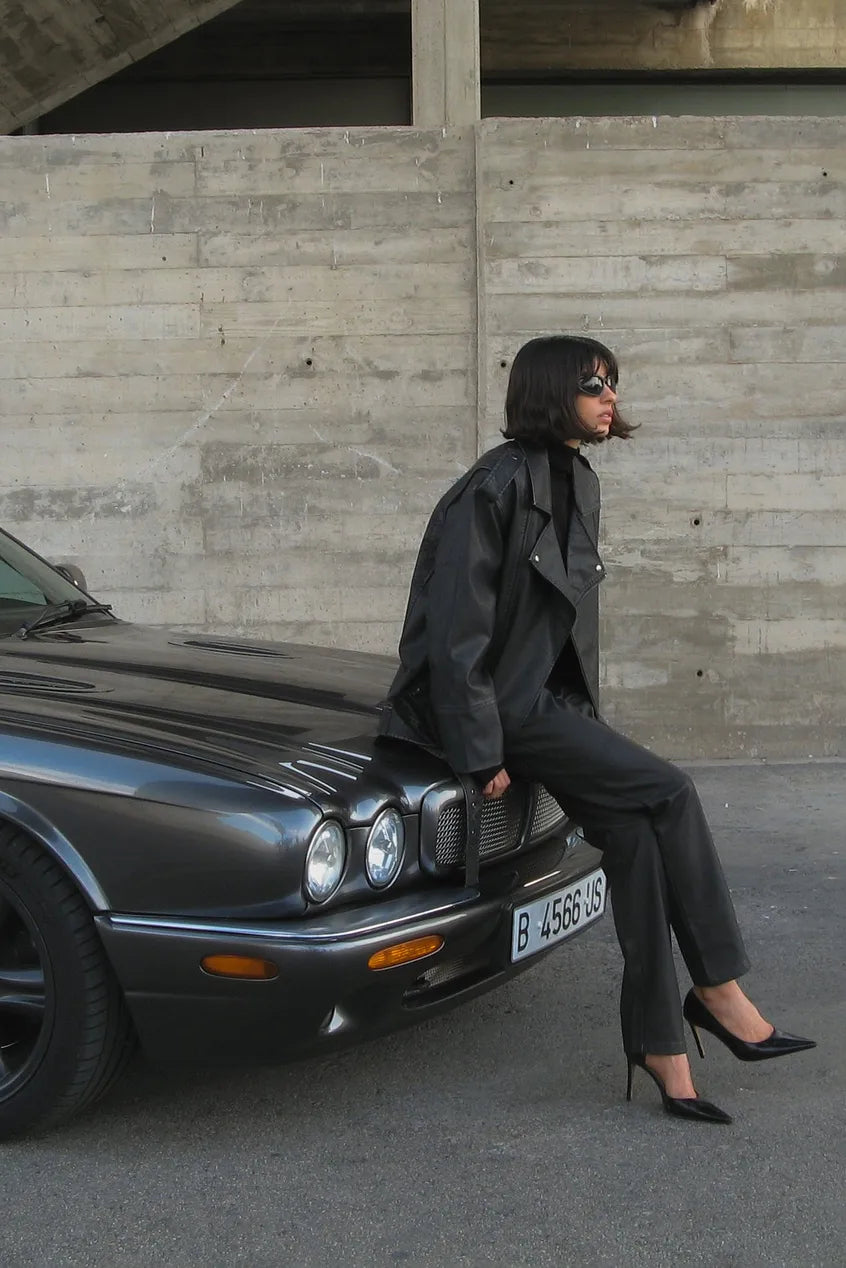 Vintage Look Pu Biker Jacket