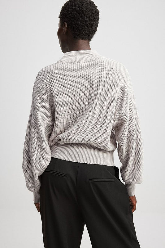 Volume Sleeve High Neck Knitted Sweater