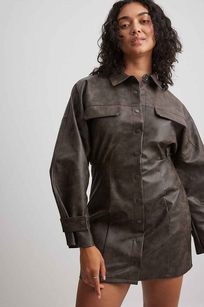 Na-kd - Washed Faux Leather Mini Dress