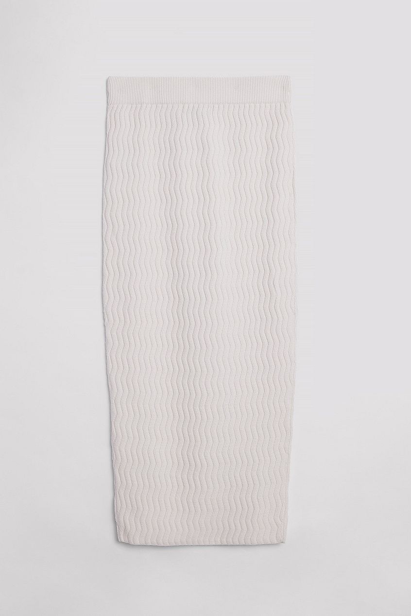 Wavy Knitted Asymetric Midi Skirt