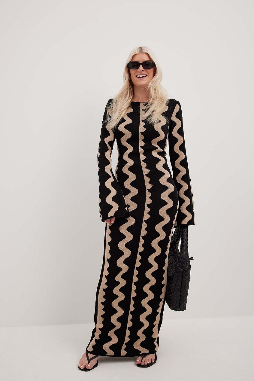 Wide Sleeve Knitted Maxi Dress