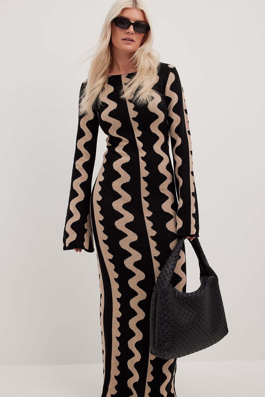 Wide Sleeve Knitted Maxi Dress