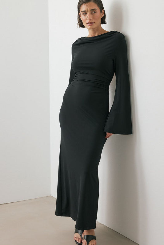 Na-kd Wide Sleeve Open Back Maxi Dress