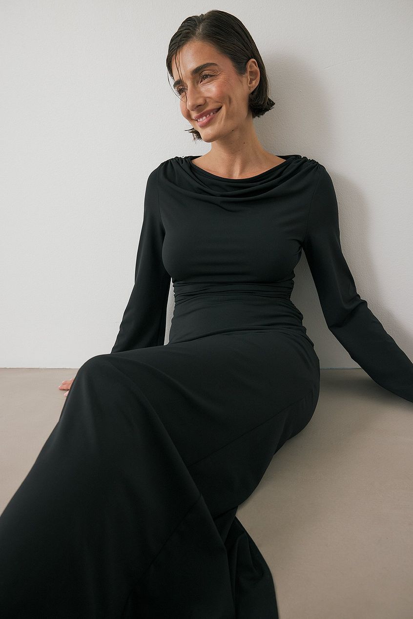 Na-kd Wide Sleeve Open Back Maxi Dress