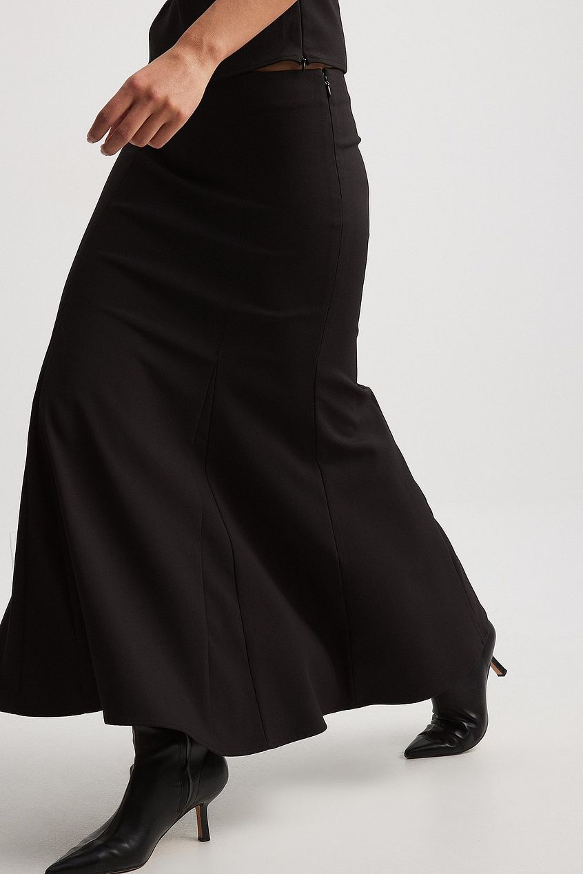 Woven Fitted Midi Skirt