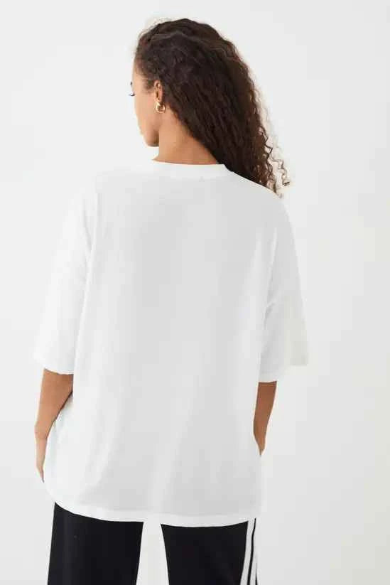 DSGN Studio Script Embroidered Crew Neck Oversized T-Shirt