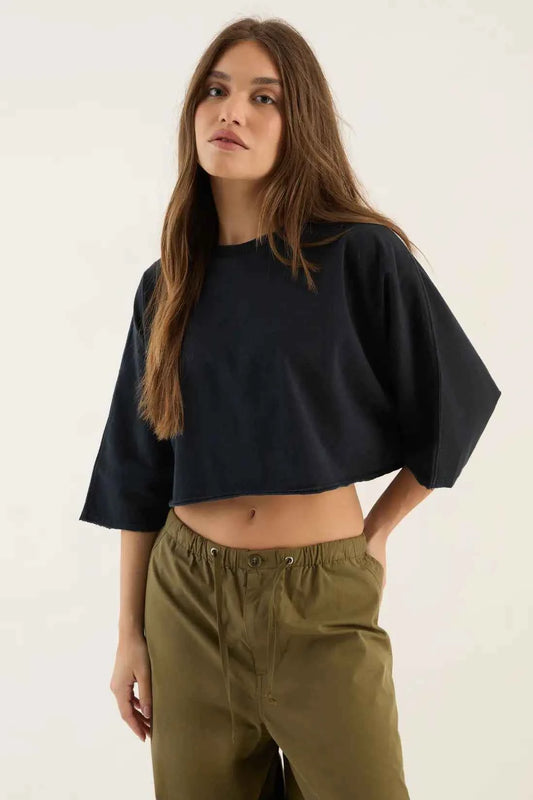 DSGN Studio DSGN Studio Heavyweight Washed Oversized Short Sleeve Crop T-Shirt