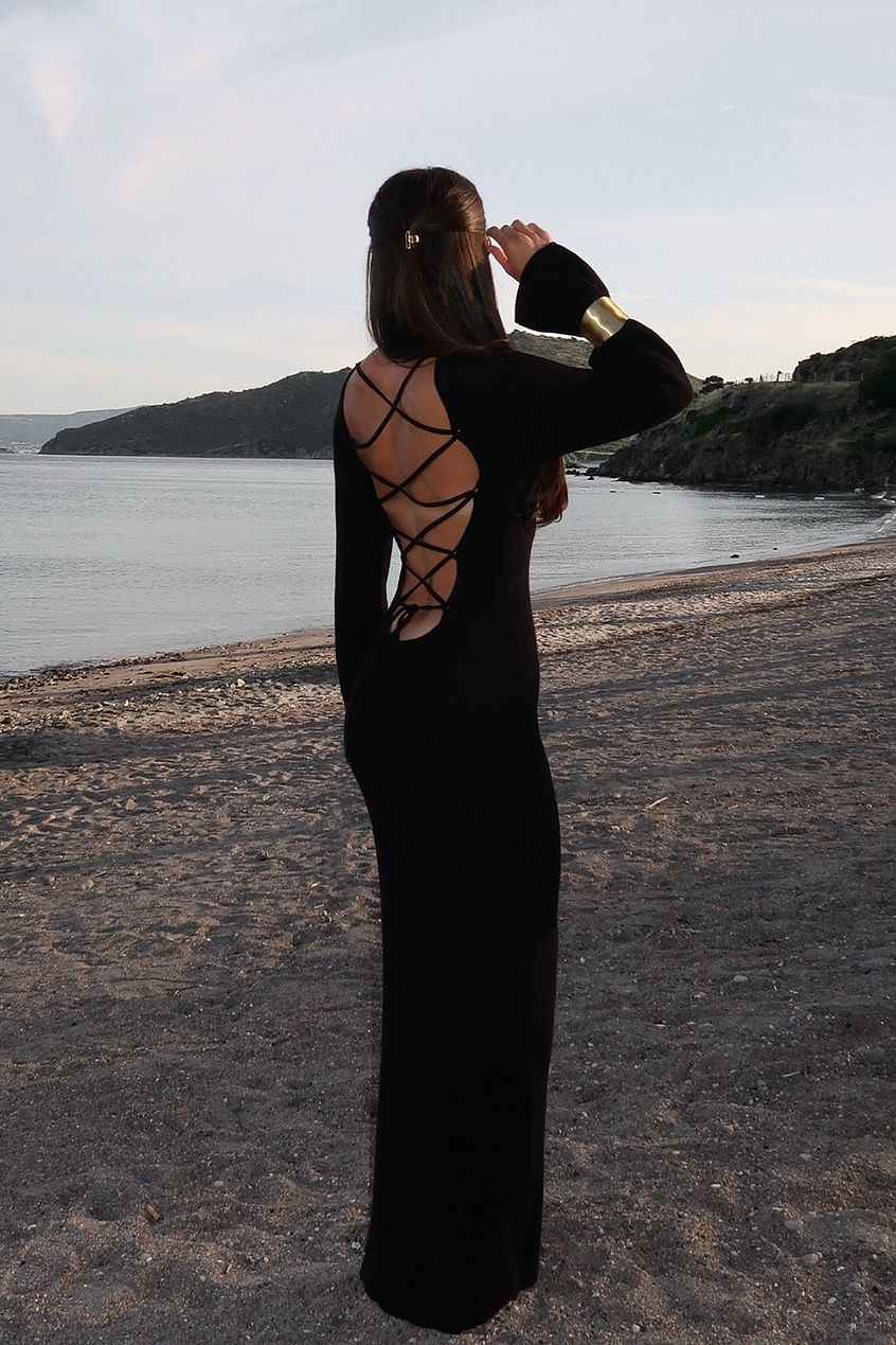Na-kd Open Back Lace Detail Knitted Maxi Dress